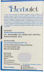 Back label of Herbulet product with branding, manufacturing details, and contact information.