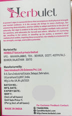 Back of a product packaging with 'Herbulet' branding and text.